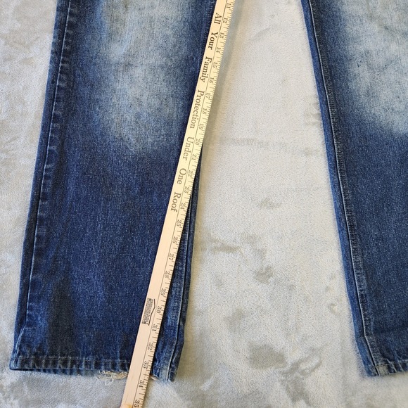 Bill Blass Jeans Mens 36x34 Whiskered Dark Wash Distressed Casual Cowboy Edgy - Picture 6 of 8